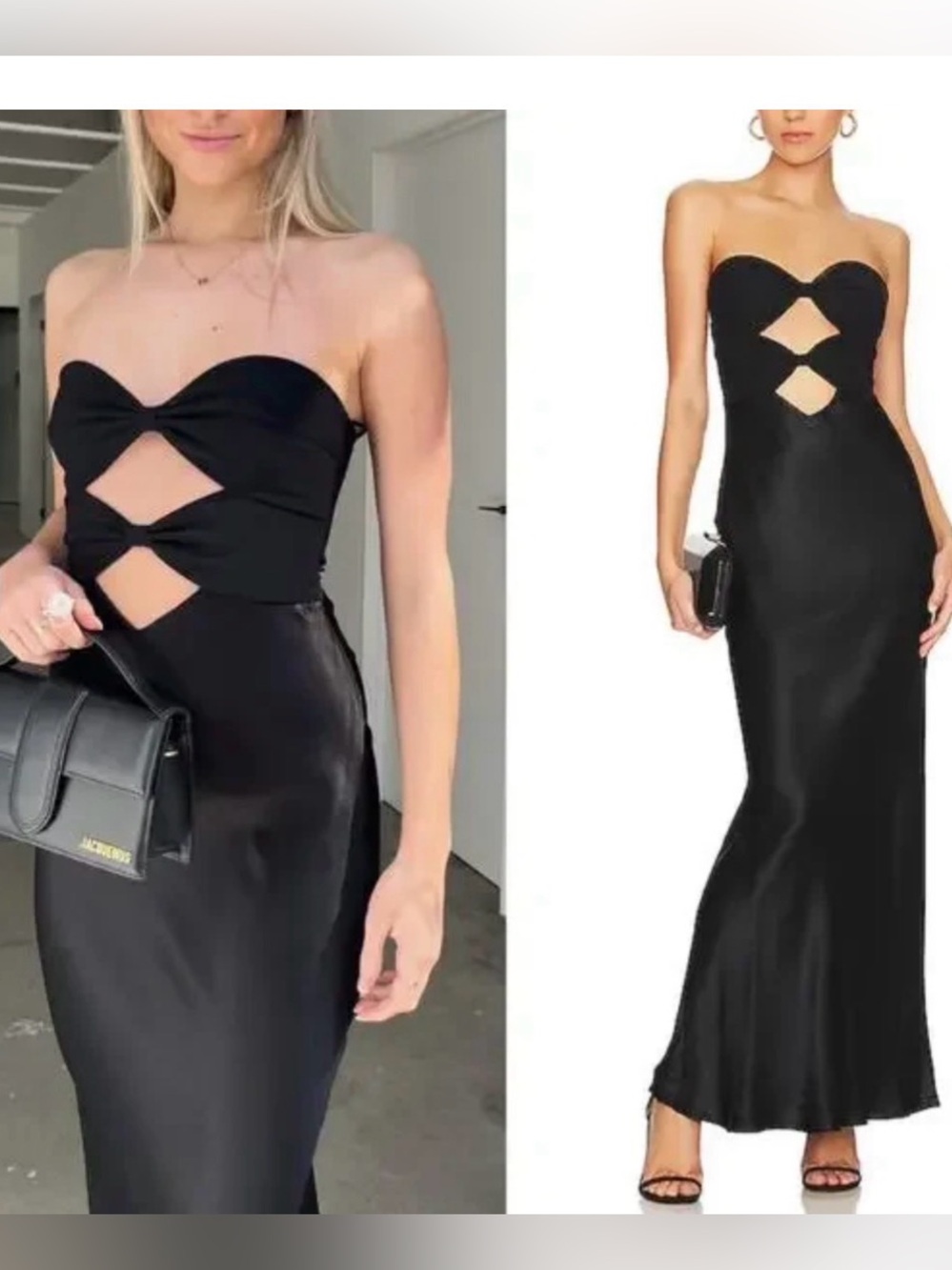 bec + bridge Strapless Black Cutout Maxi Dress 8